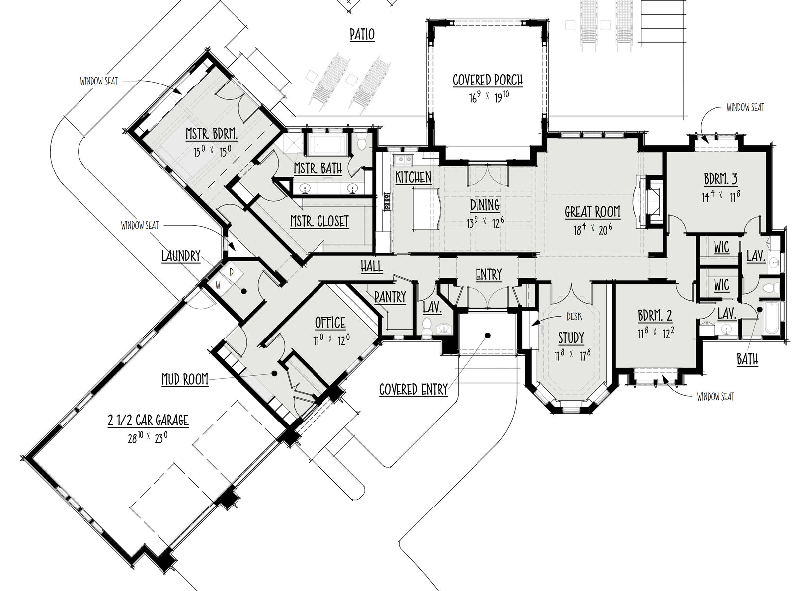 The Shingle Manor main level floor plan