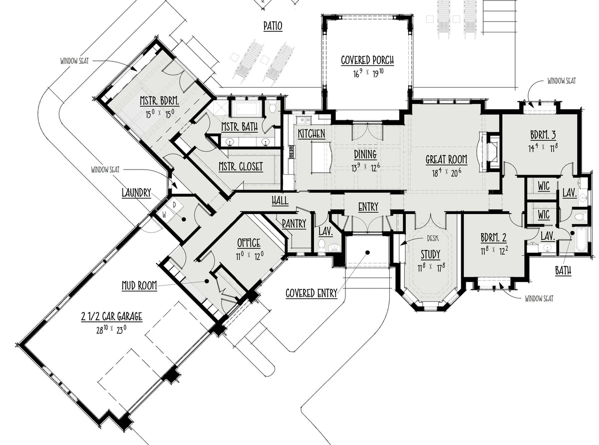 The Shingle Manor - 2610 Sq. Ft. - 3 Bedrooms - 2.5 Bathrooms - House Plan 1