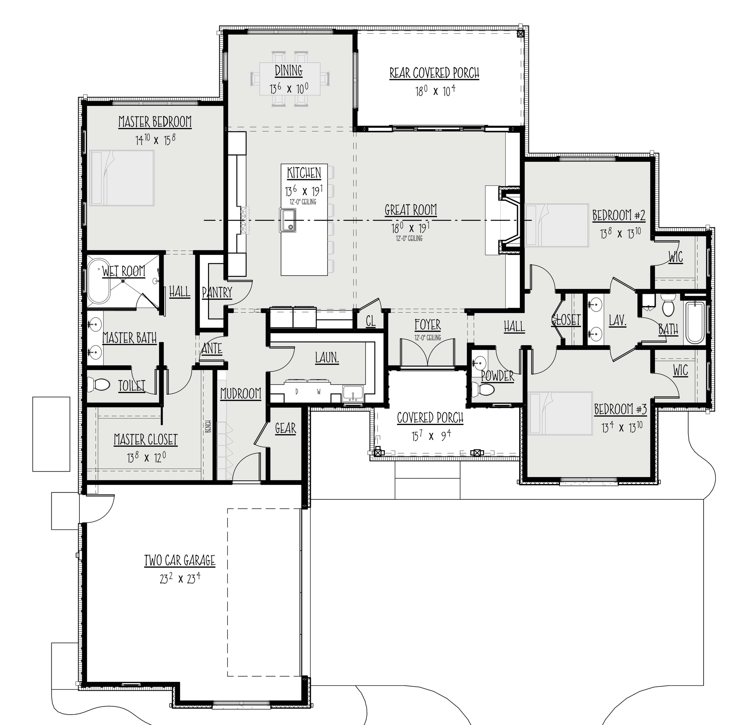 The Mortlach main level floor plan enlarged