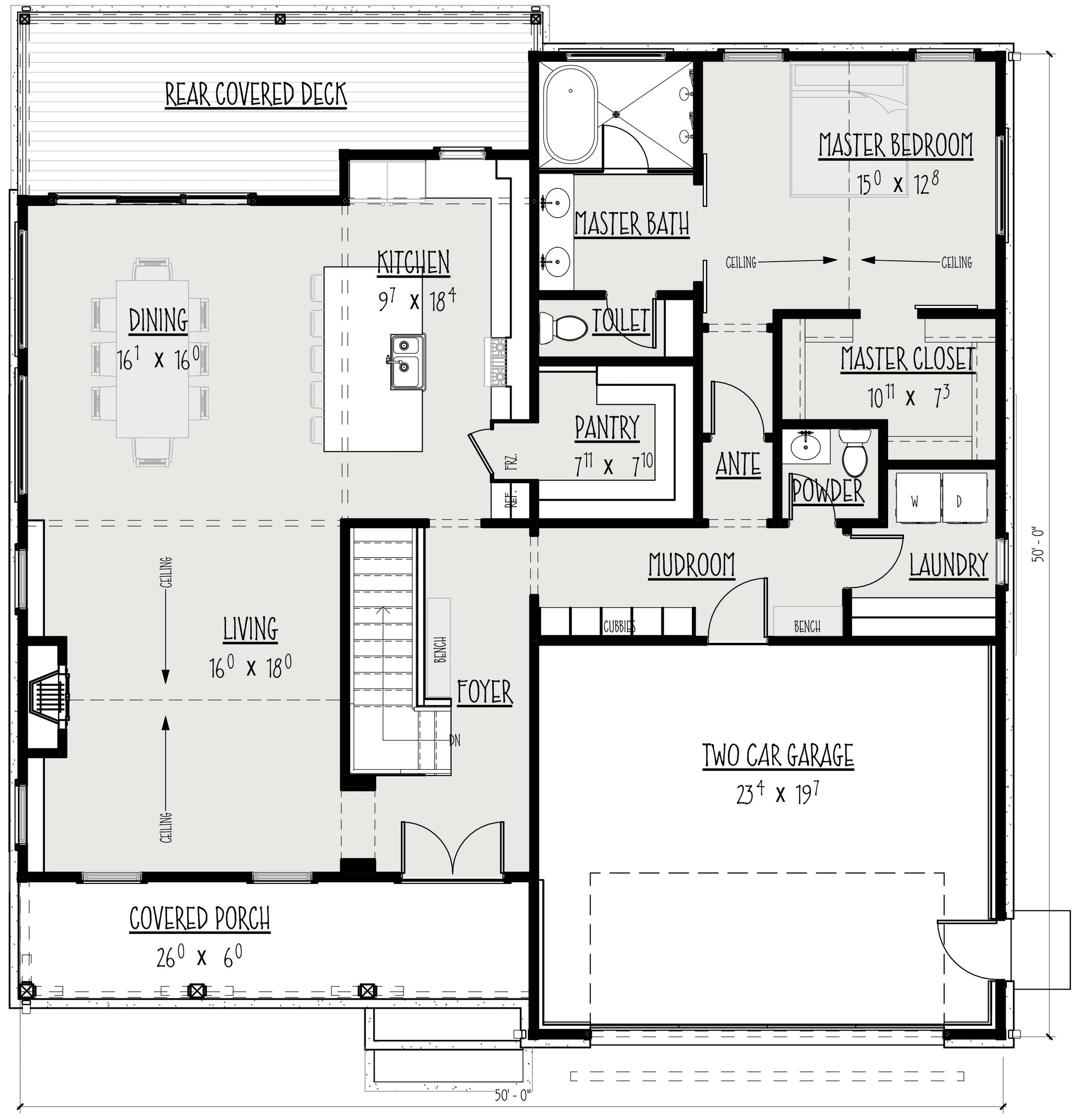The Bruichladdich main level floor plan enlarged