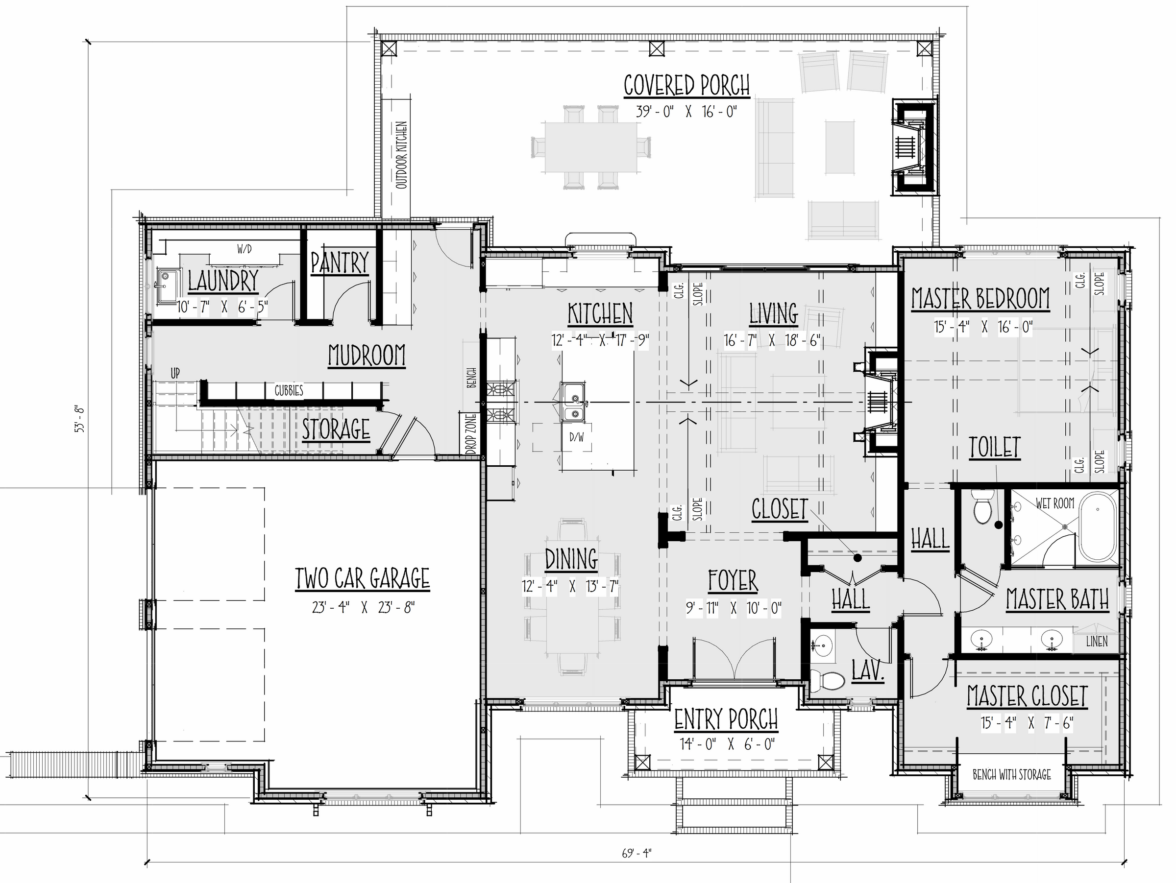 The Cardhu main level floor plan enlarged