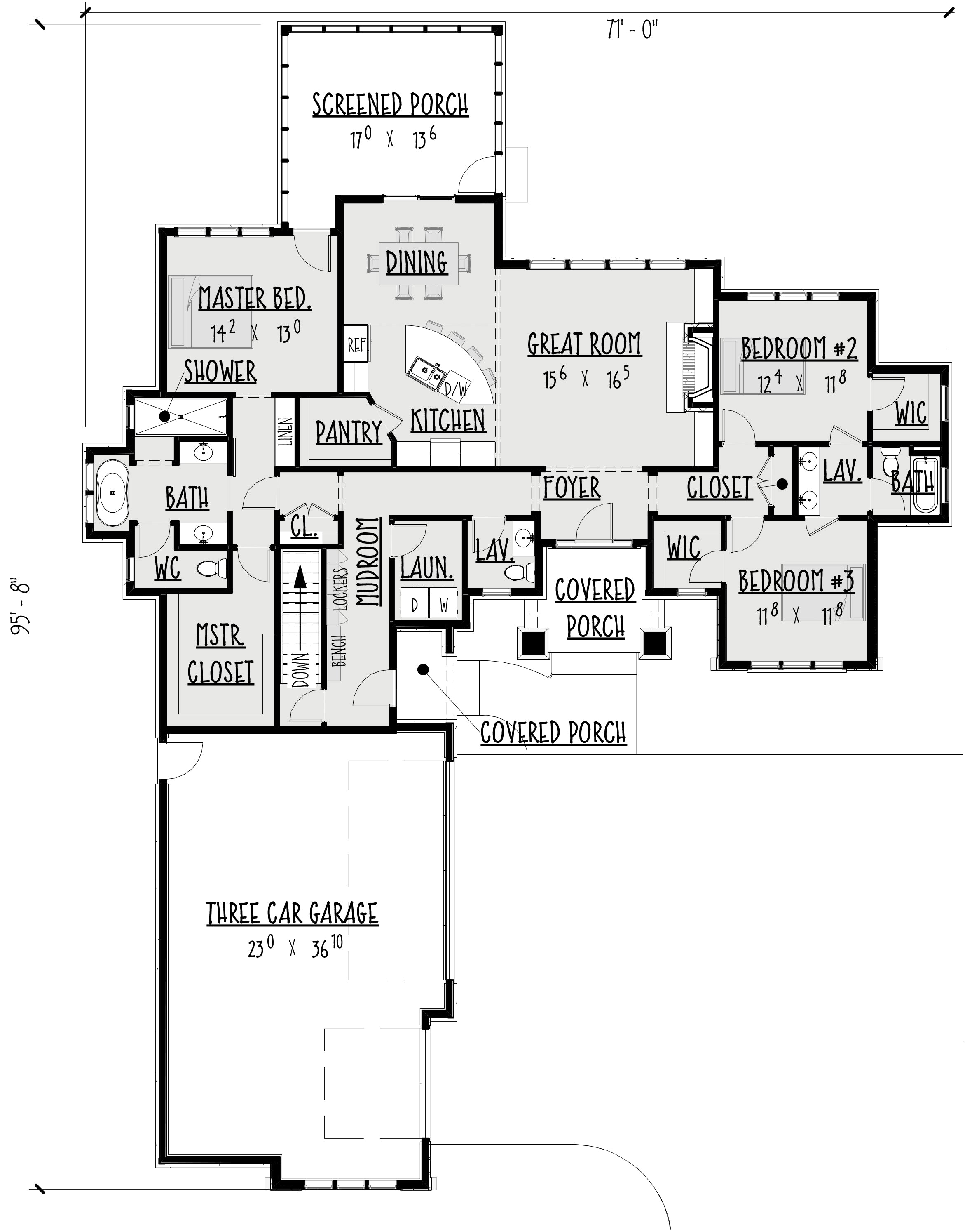 The Tomatin main level floor plan enlarged